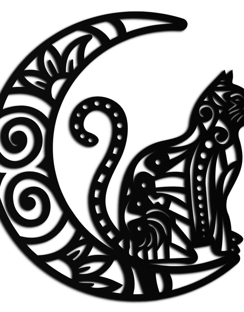Load image into Gallery viewer, Moon & Cat Metal Wall Art – Mystical Feline Decor - KAF266