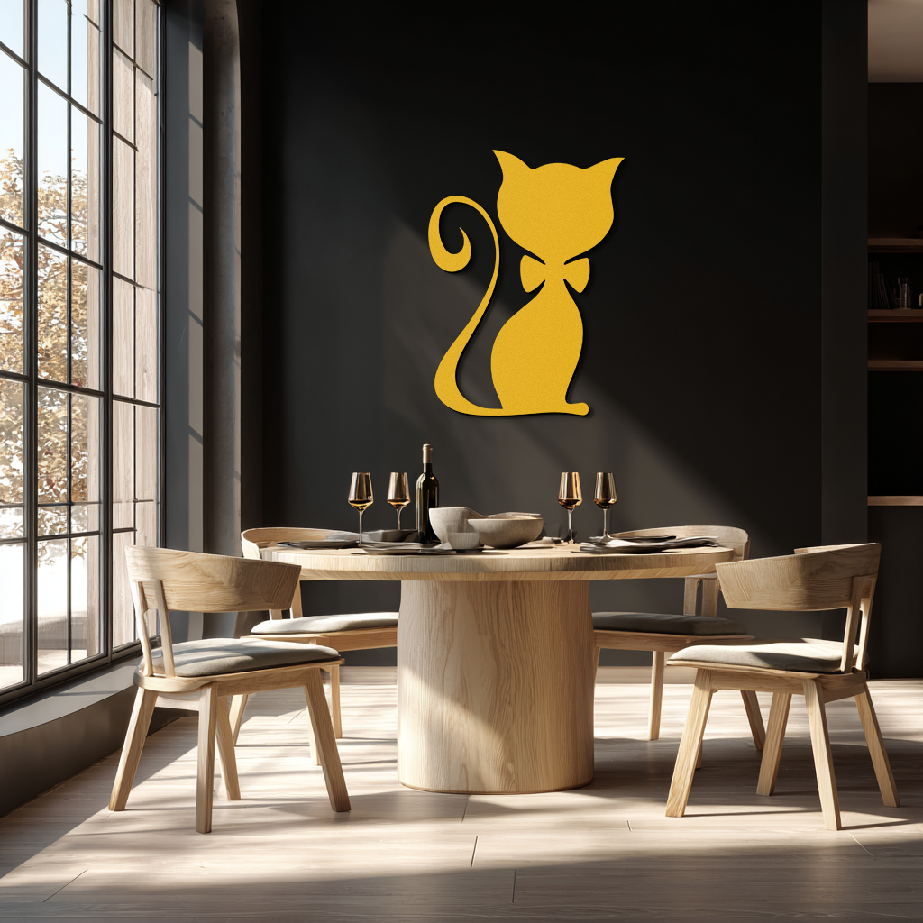 Cute Cat Metal Wall Art – Minimalist Feline Decor - KAF268