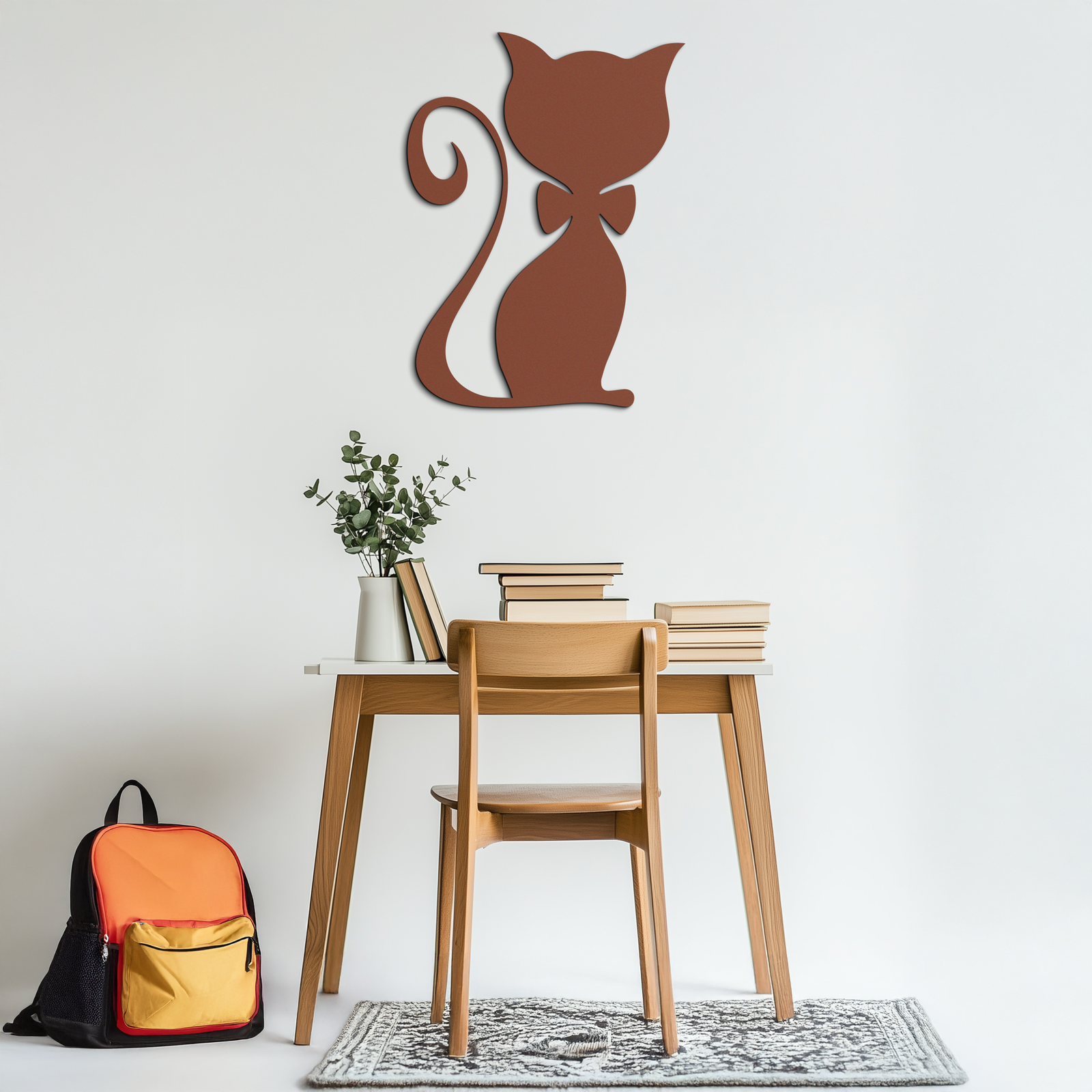 Cute Cat Metal Wall Art – Minimalist Feline Decor - KAF268