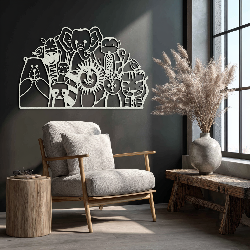 Cute Animal Metal Wall Art – Jungle & Safari Theme - KAF269