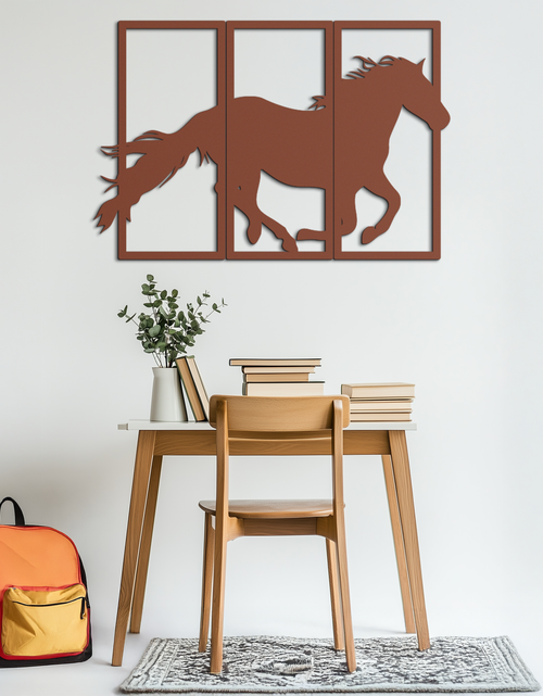 Load image into Gallery viewer, Galloping Horse Metal Wall Art – 3-Panel Western Decor - KAF270