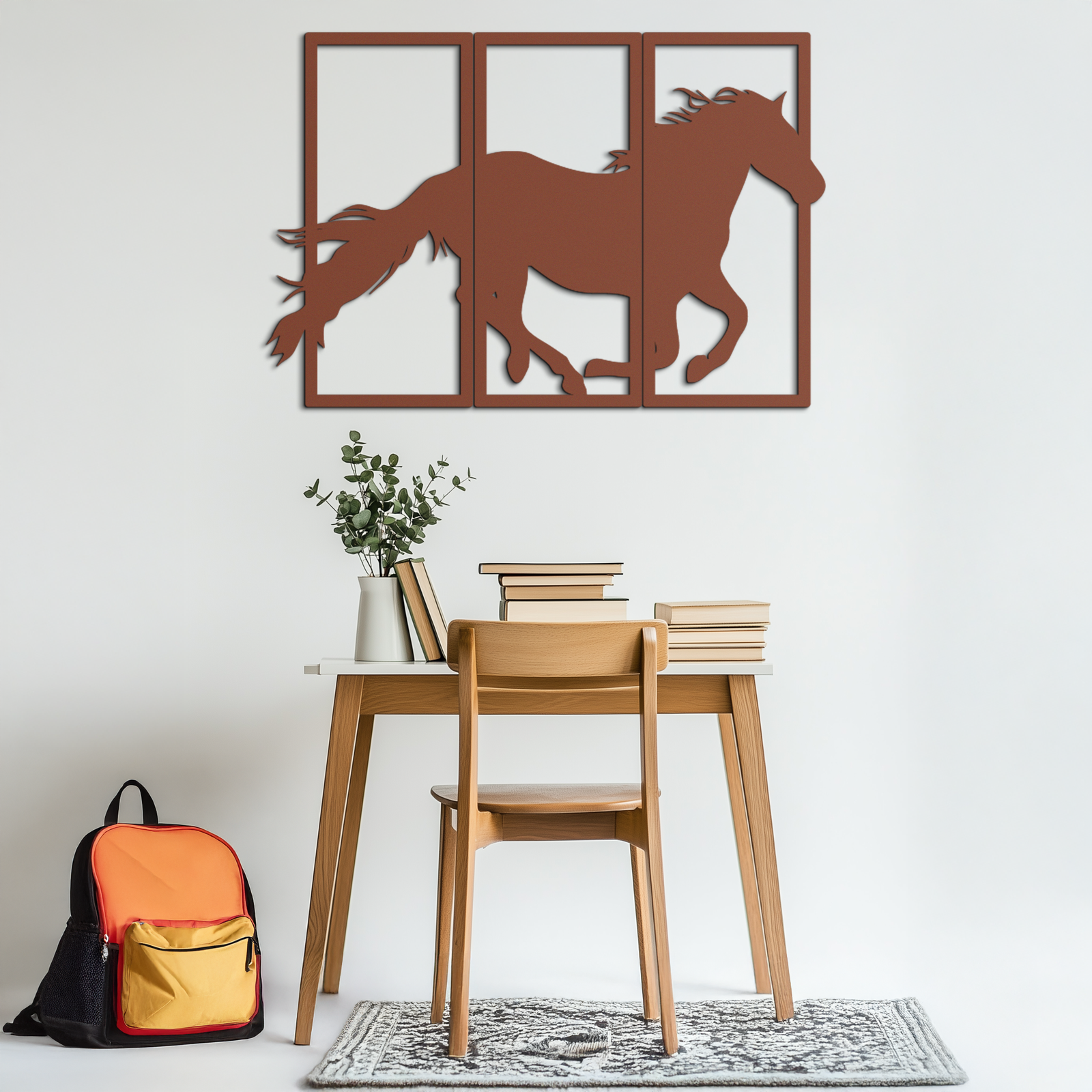 Galloping Horse Metal Wall Art – 3-Panel Western Decor - KAF270