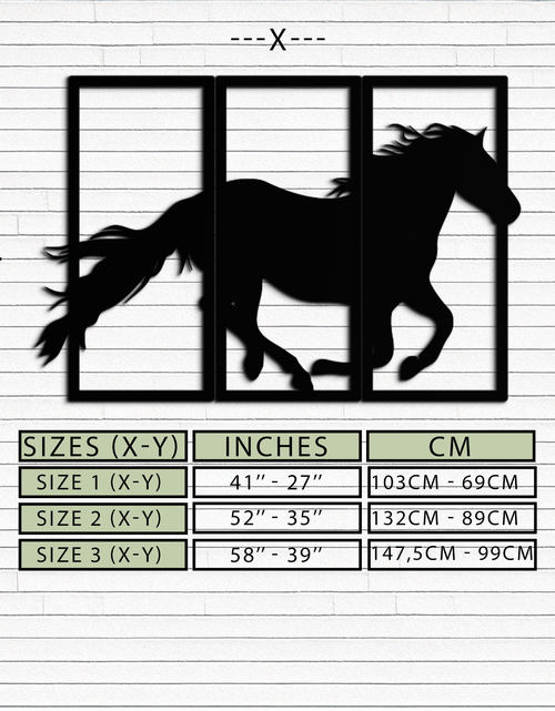 Load image into Gallery viewer, Galloping Horse Metal Wall Art – 3-Panel Western Decor - KAF270