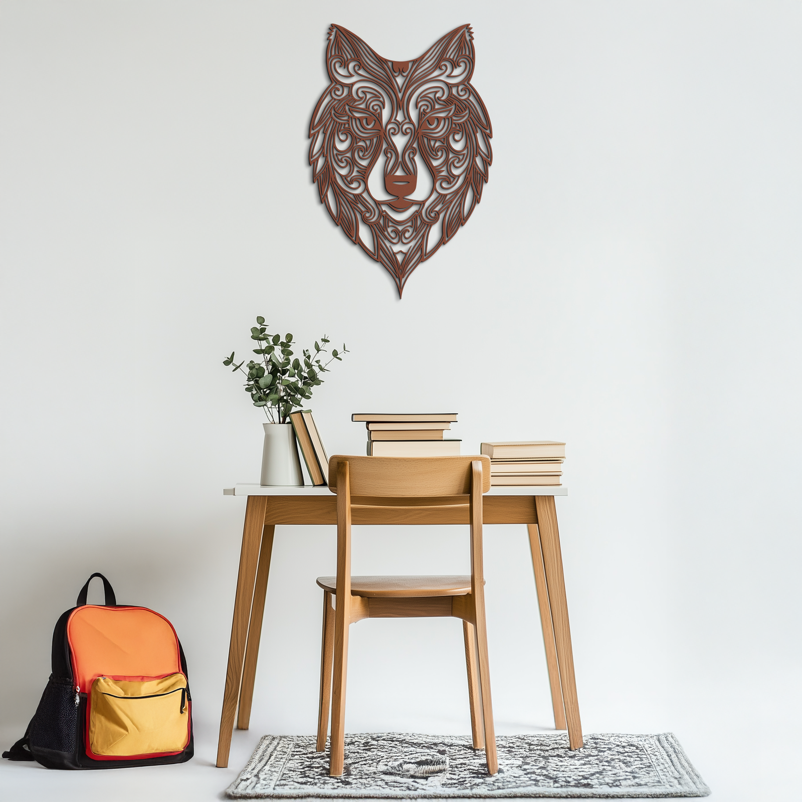 Mandala Wolf Metal Wall Art - Boho Animal Wall Decor - KAF272