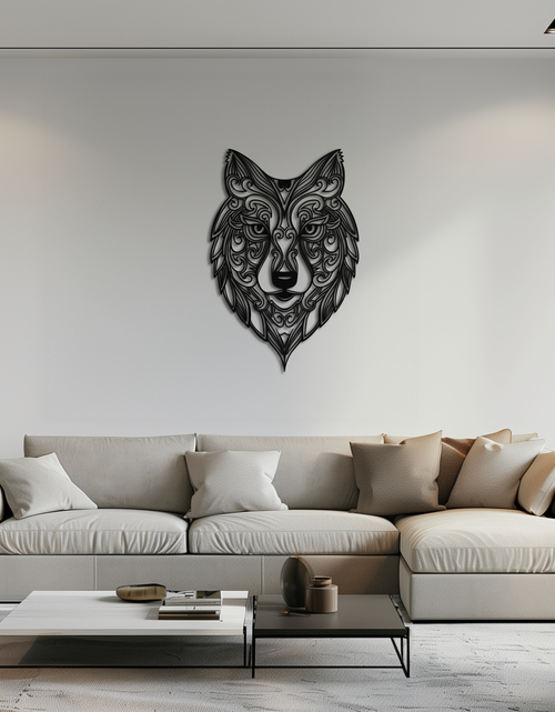 Load image into Gallery viewer, Mandala Wolf Metal Wall Art - Boho Animal Wall Decor - KAF272