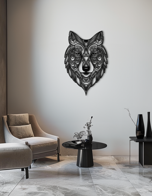 Load image into Gallery viewer, Mandala Wolf Metal Wall Art - Boho Animal Wall Decor - KAF272