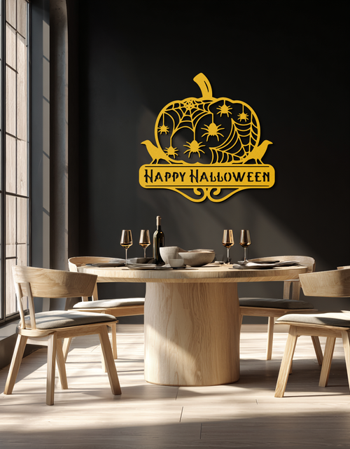 Load image into Gallery viewer, Happy Halloween Pumpkin Metal Wall Art - Spooky Home Decor - KAF275