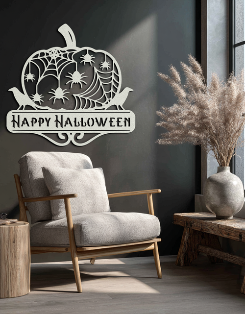 Load image into Gallery viewer, Happy Halloween Pumpkin Metal Wall Art - Spooky Home Decor - KAF275