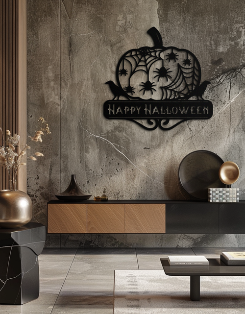 Load image into Gallery viewer, Happy Halloween Pumpkin Metal Wall Art - Spooky Home Decor - KAF275