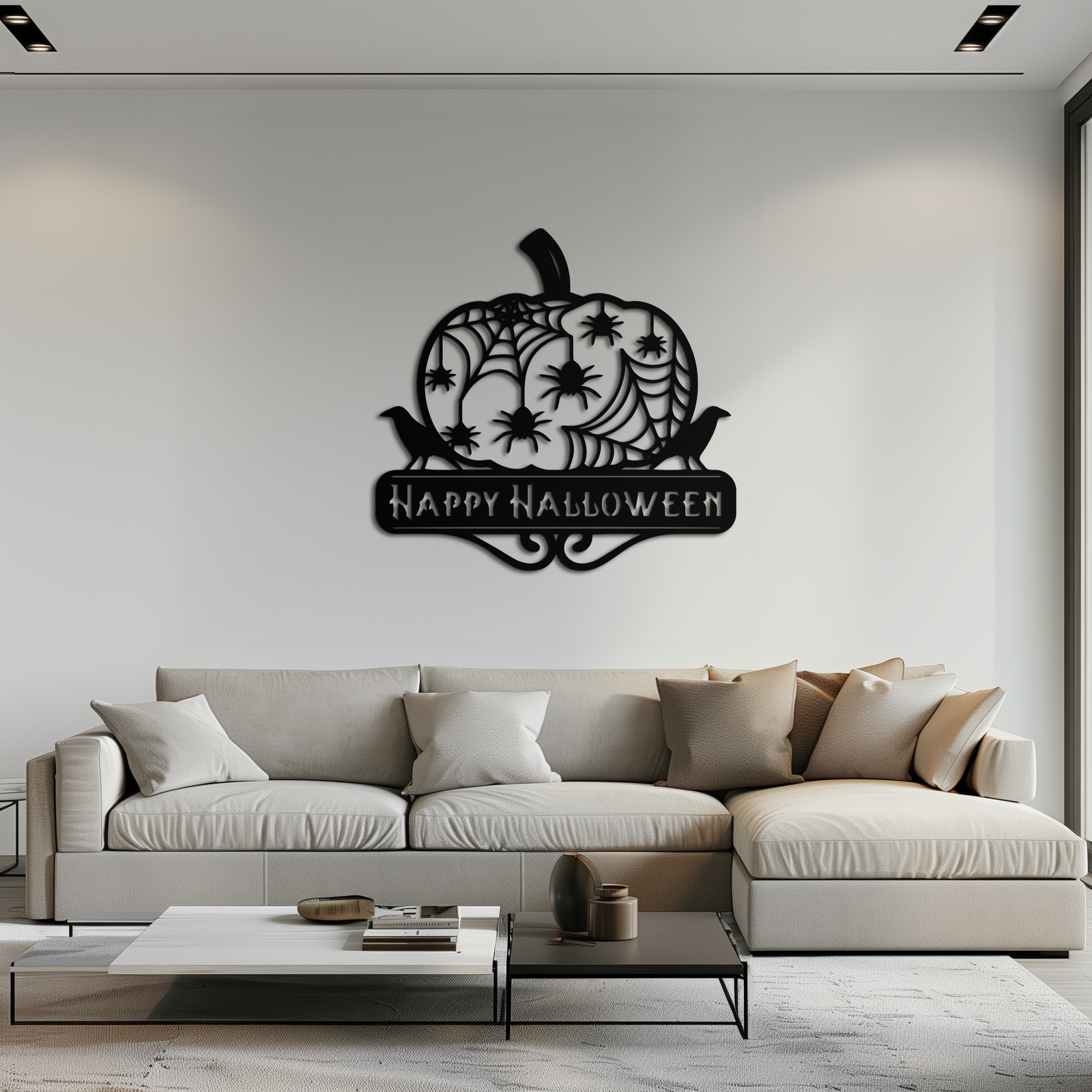 Happy Halloween Pumpkin Metal Wall Art - Spooky Home Decor - KAF275