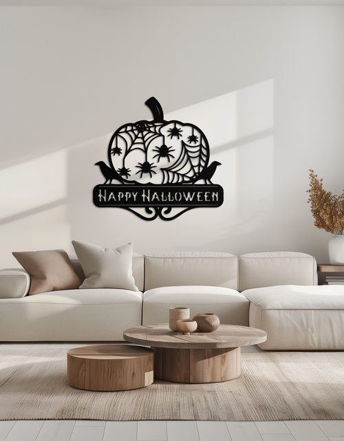 Load image into Gallery viewer, Happy Halloween Pumpkin Metal Wall Art - Spooky Home Decor - KAF275