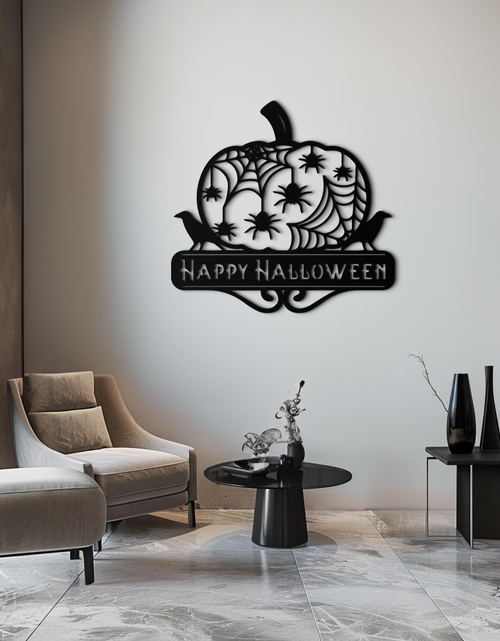 Load image into Gallery viewer, Happy Halloween Pumpkin Metal Wall Art - Spooky Home Decor - KAF275