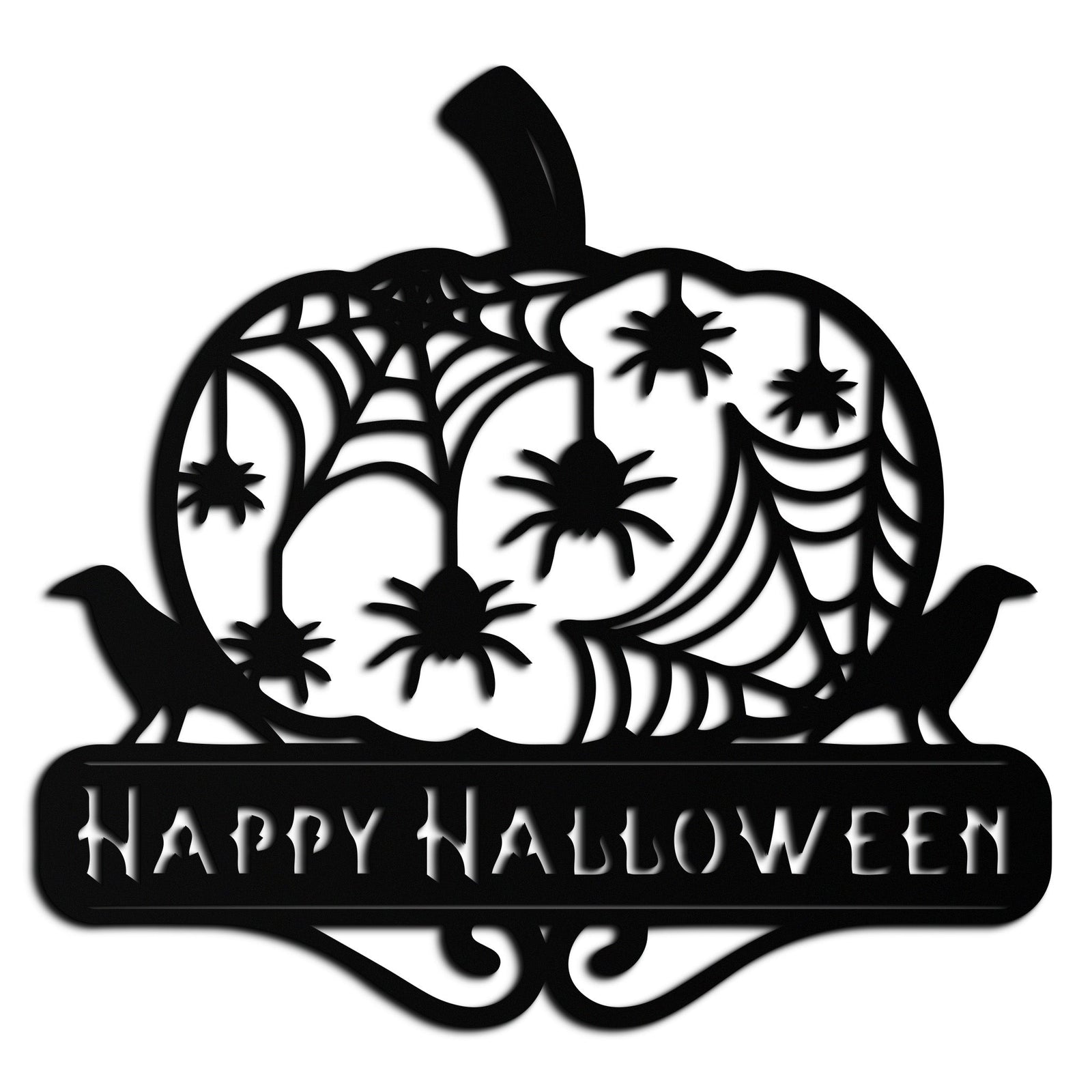 Happy Halloween Pumpkin Metal Wall Art - Spooky Home Decor - KAF275
