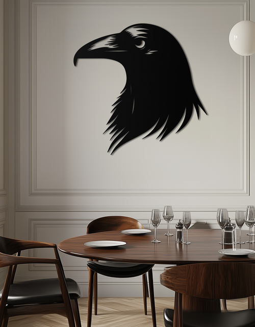 Load image into Gallery viewer, Raven Metal Wall Art - Mysterious Crow Silhouette Decor- KAF277
