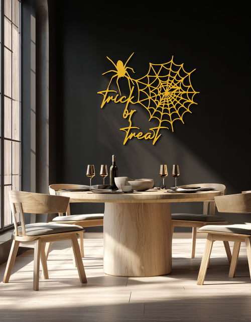 Load image into Gallery viewer, "Trick or Treat" Halloween Metal Wall Art – Spider Web Design- KAF278
