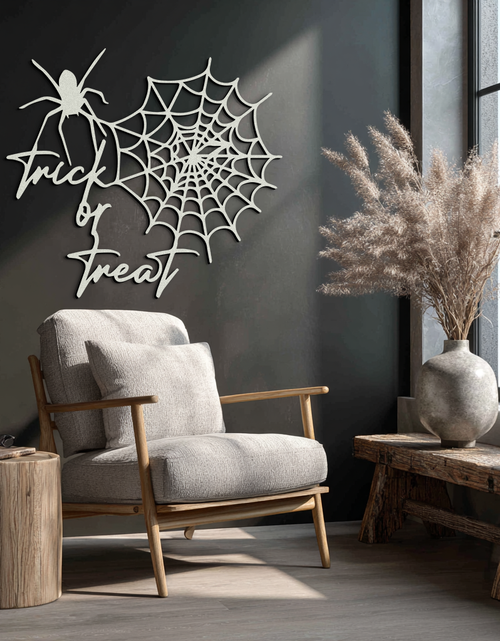Load image into Gallery viewer, "Trick or Treat" Halloween Metal Wall Art – Spider Web Design- KAF278