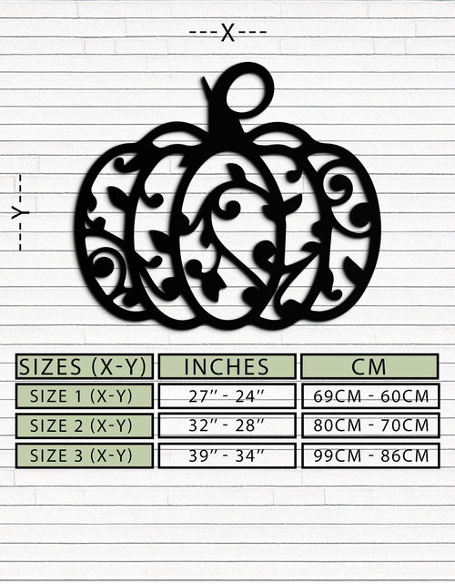 Load image into Gallery viewer, Ornamental Pumpkin Metal Wall Art - Elegant Halloween Vine Decor- KAF279