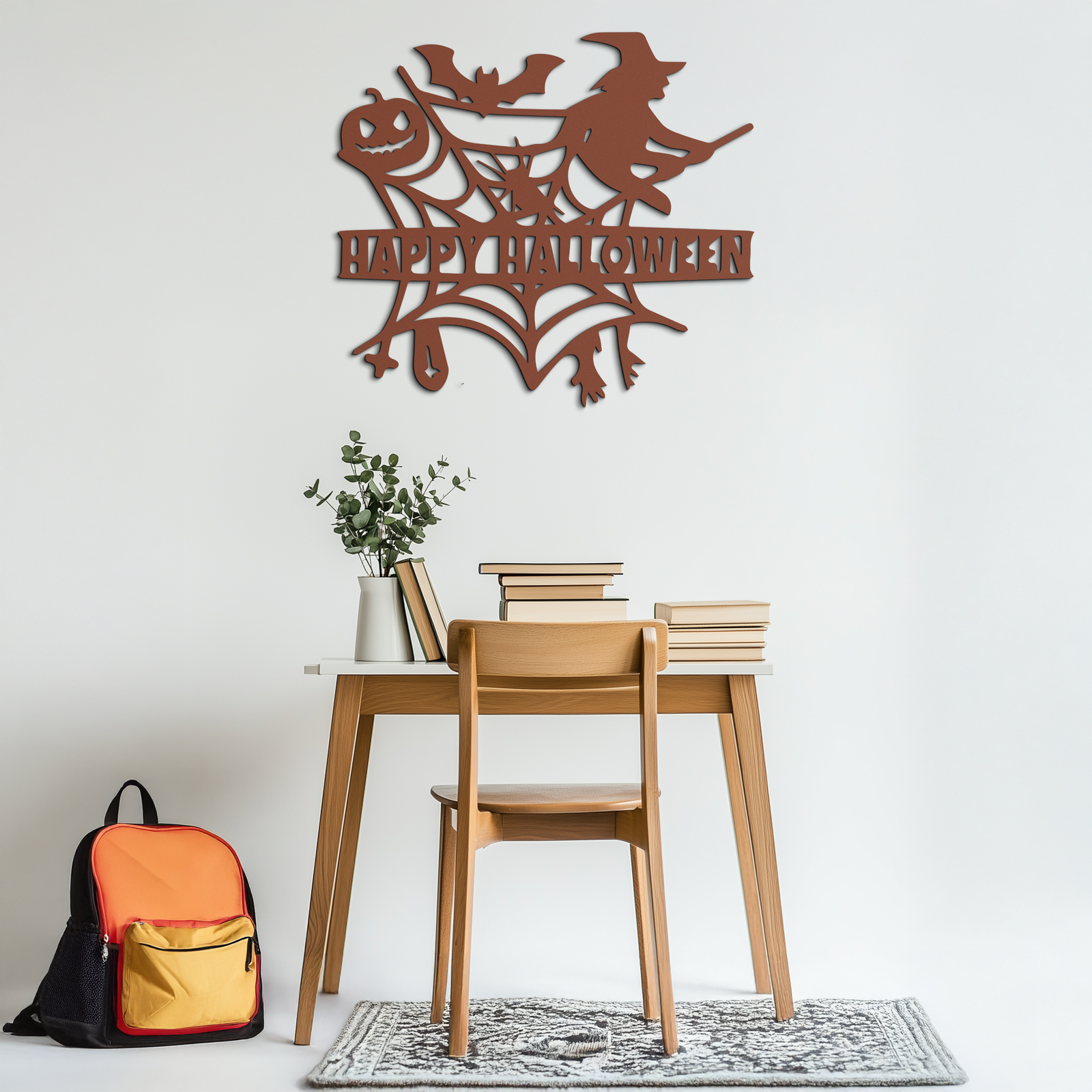 Happy Halloween Metal Wall Art - Witch & Web Design- KAF280