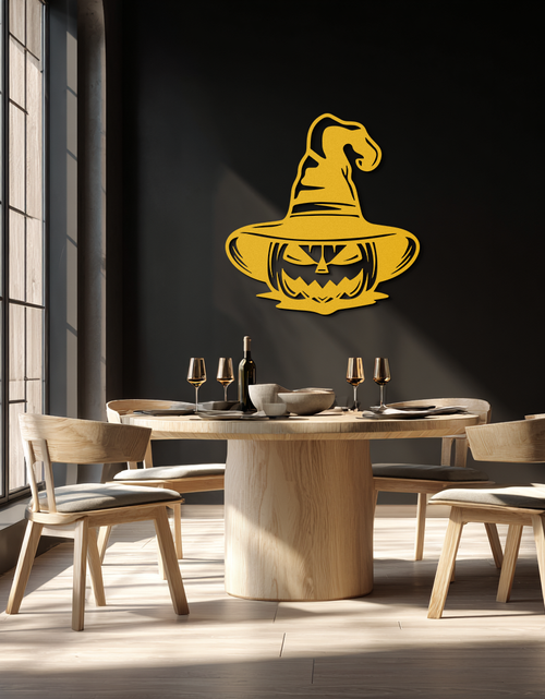 Load image into Gallery viewer, Witch Hat Pumpkin Metal Wall Art - Spooky Halloween Decor- KAF281