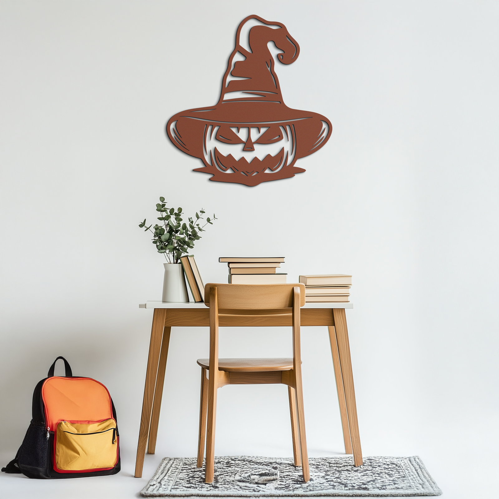 Witch Hat Pumpkin Metal Wall Art - Spooky Halloween Decor- KAF281