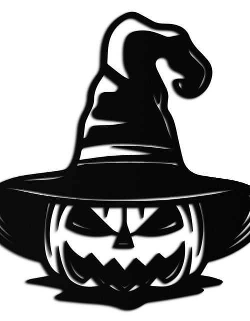 Load image into Gallery viewer, Witch Hat Pumpkin Metal Wall Art - Spooky Halloween Decor- KAF281