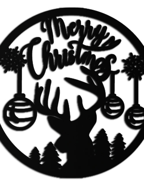 Load image into Gallery viewer, Merry Christmas Metal Wall Art - Festive Reindeer Silhouette Decor- KAF288