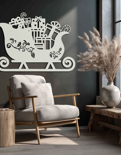Load image into Gallery viewer, Christmas Sleigh Metal Wall Art - Festive Holiday Decor- KAF292