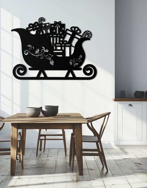 Load image into Gallery viewer, Christmas Sleigh Metal Wall Art - Festive Holiday Decor- KAF292