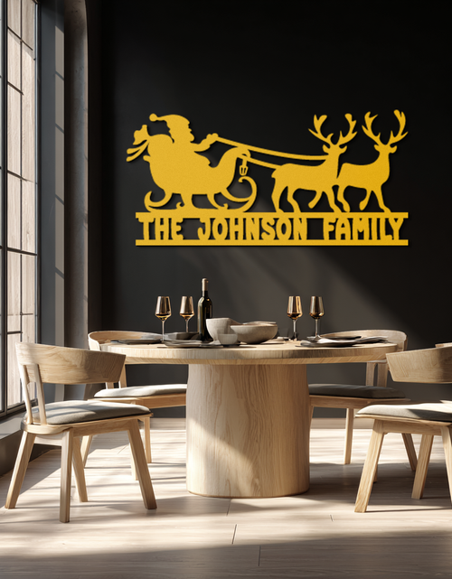Load image into Gallery viewer, Santa Sleigh Personalized Metal Wall Art - Custom Family Christmas Decor- KAF293