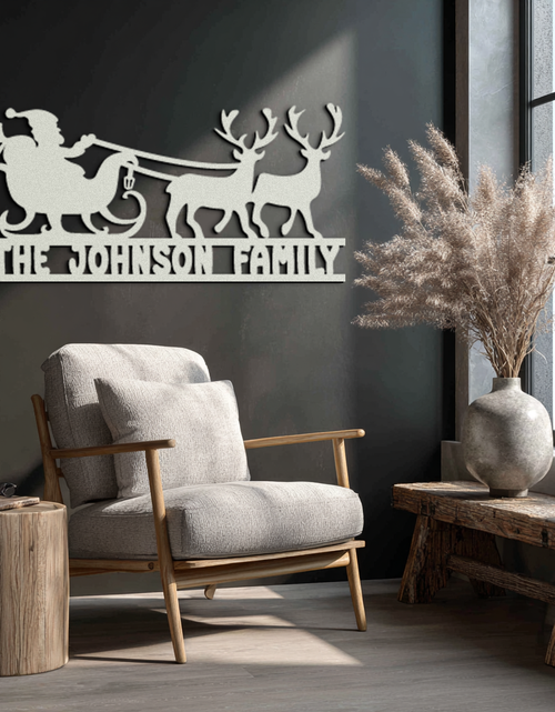 Load image into Gallery viewer, Santa Sleigh Personalized Metal Wall Art - Custom Family Christmas Decor- KAF293