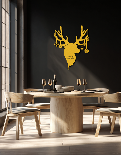 Load image into Gallery viewer, Reindeer Christmas Metal Wall Art - Festive Deer Decor with Ornaments- KAF295