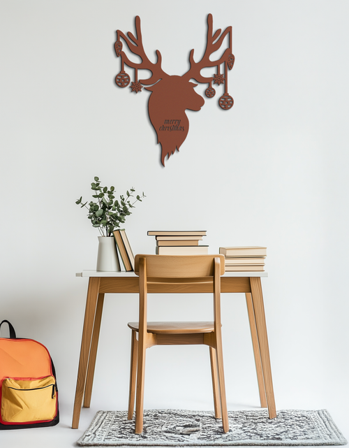 Load image into Gallery viewer, Reindeer Christmas Metal Wall Art - Festive Deer Decor with Ornaments- KAF295