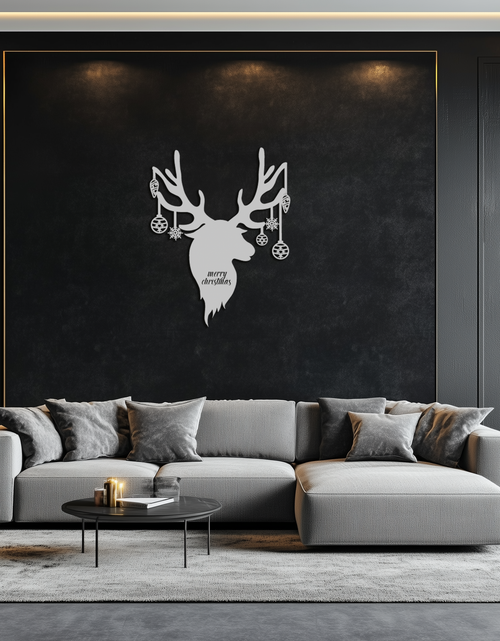 Load image into Gallery viewer, Reindeer Christmas Metal Wall Art - Festive Deer Decor with Ornaments- KAF295