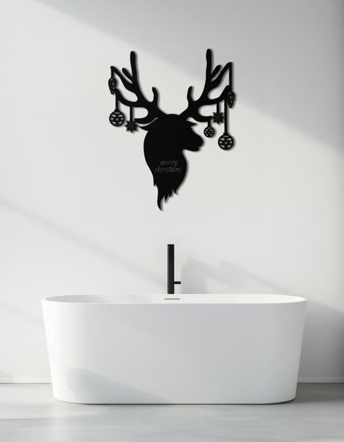 Load image into Gallery viewer, Reindeer Christmas Metal Wall Art - Festive Deer Decor with Ornaments- KAF295