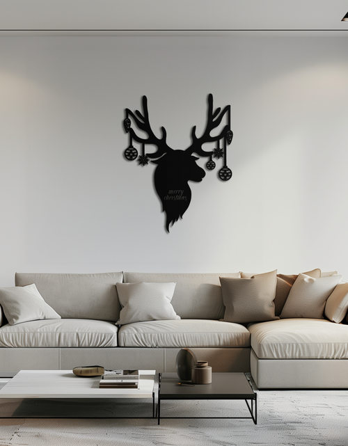 Load image into Gallery viewer, Reindeer Christmas Metal Wall Art - Festive Deer Decor with Ornaments- KAF295