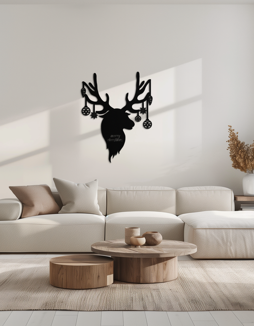 Load image into Gallery viewer, Reindeer Christmas Metal Wall Art - Festive Deer Decor with Ornaments- KAF295