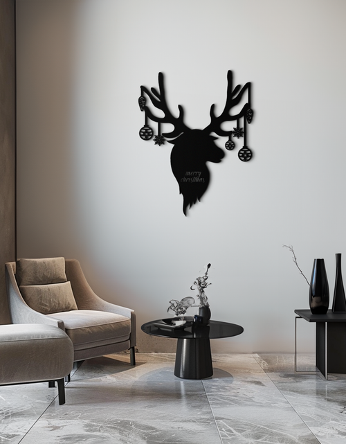 Load image into Gallery viewer, Reindeer Christmas Metal Wall Art - Festive Deer Decor with Ornaments- KAF295