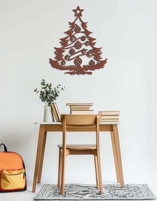 Load image into Gallery viewer, Christmas Tree Metal Wall Art - Festive Holiday Decoration- KAF296