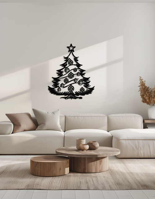 Load image into Gallery viewer, Christmas Tree Metal Wall Art - Festive Holiday Decoration- KAF296