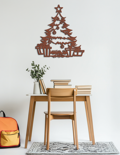 Load image into Gallery viewer, Christmas Tree Metal Wall Art - Festive Holiday Decor with Gifts- KAF298