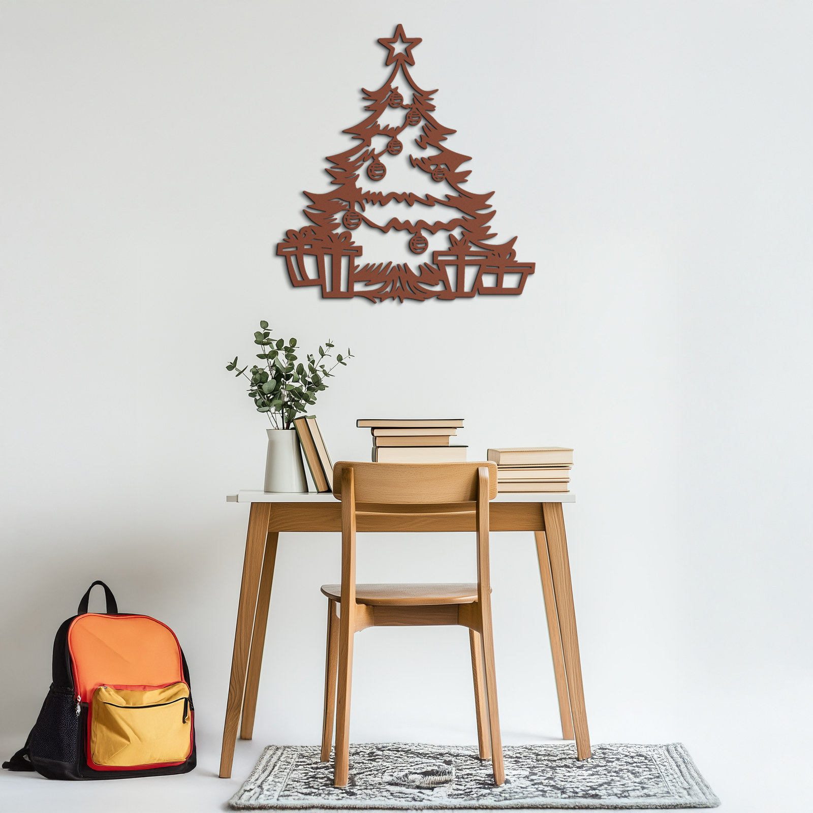 Christmas Tree Metal Wall Art - Festive Holiday Decor with Gifts- KAF298
