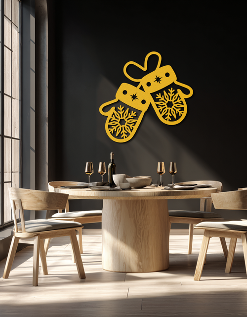 Load image into Gallery viewer, Winter Mittens Metal Wall Art - Cozy Snowflake Gloves Decor- KAF299