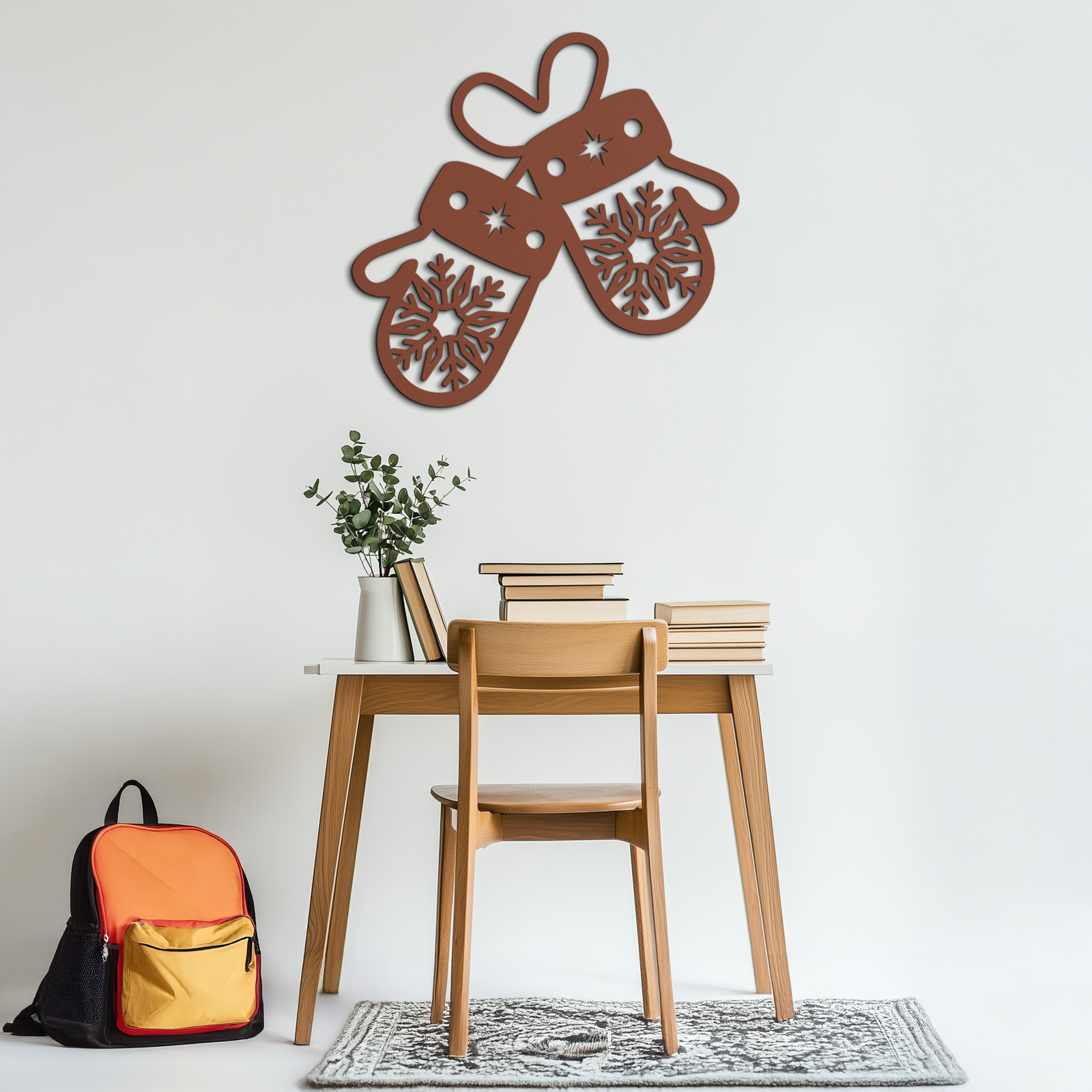 Winter Mittens Metal Wall Art - Cozy Snowflake Gloves Decor- KAF299