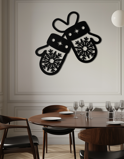 Load image into Gallery viewer, Winter Mittens Metal Wall Art - Cozy Snowflake Gloves Decor- KAF299