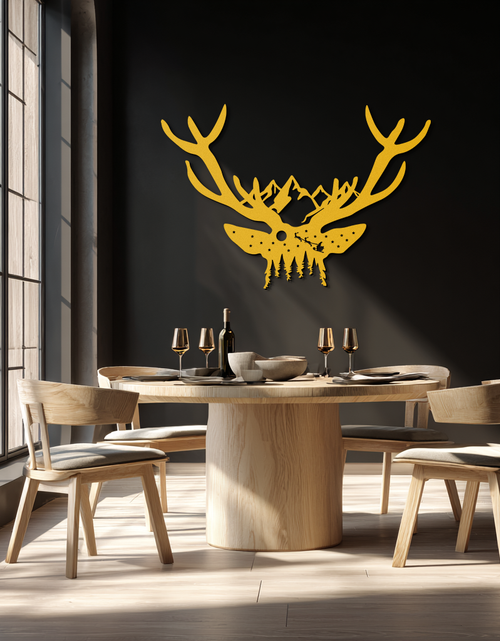 Load image into Gallery viewer, Majestic Deer Skull Metal Wall Art - Nature-Inspired Antler Decor- KAF300