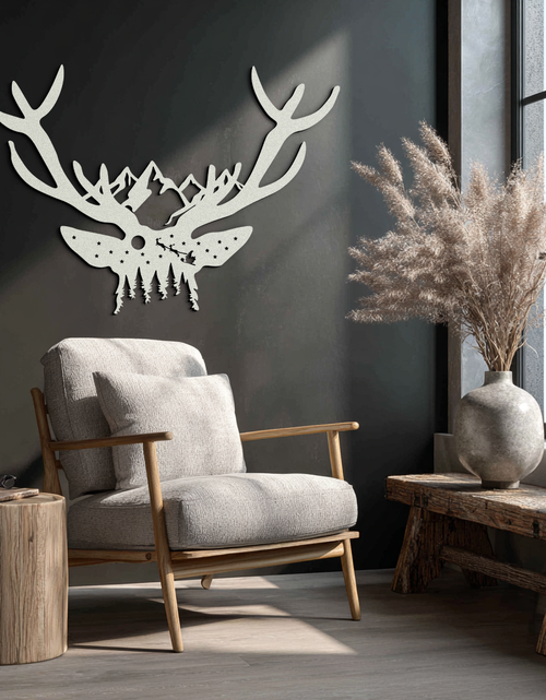 Load image into Gallery viewer, Majestic Deer Skull Metal Wall Art - Nature-Inspired Antler Decor- KAF300
