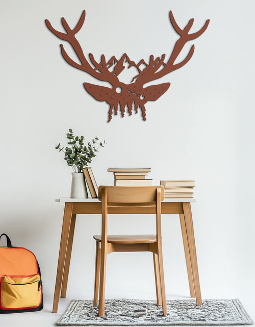 Load image into Gallery viewer, Majestic Deer Skull Metal Wall Art - Nature-Inspired Antler Decor- KAF300