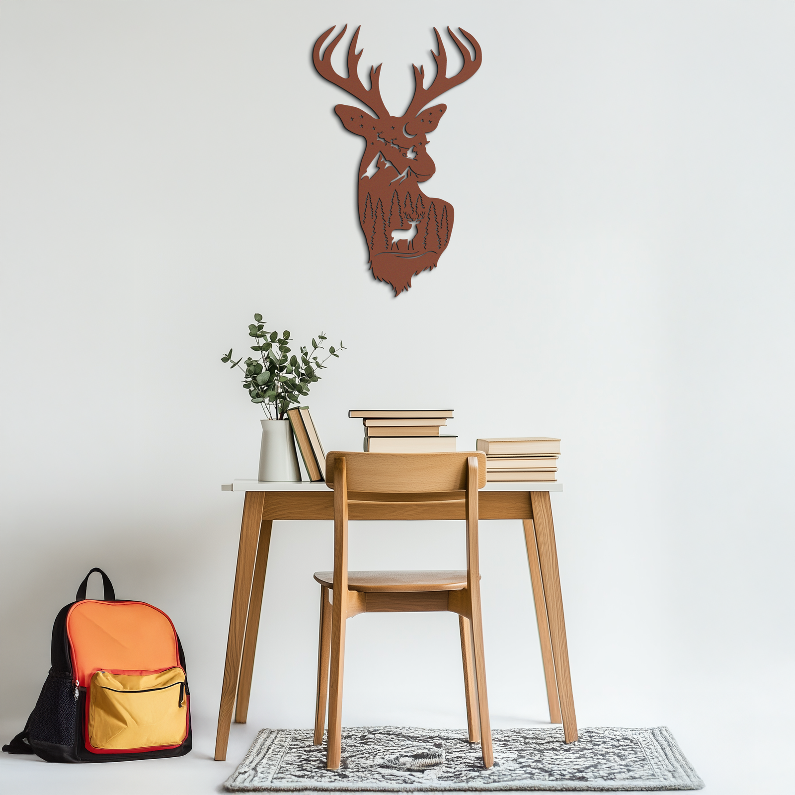 Majestic Deer Metal Wall Art - Nature-Inspired Steel Silhouette Decor- KAF301