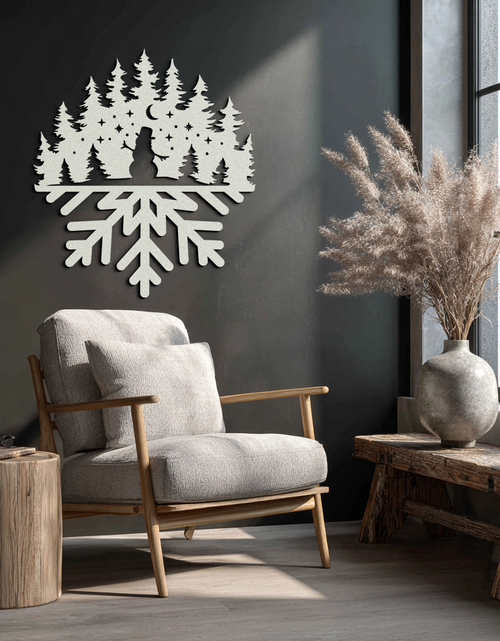 Load image into Gallery viewer, Snowflake Forest Metal Wall Art - Winter Tree Silhouette Home Decor- KAF303