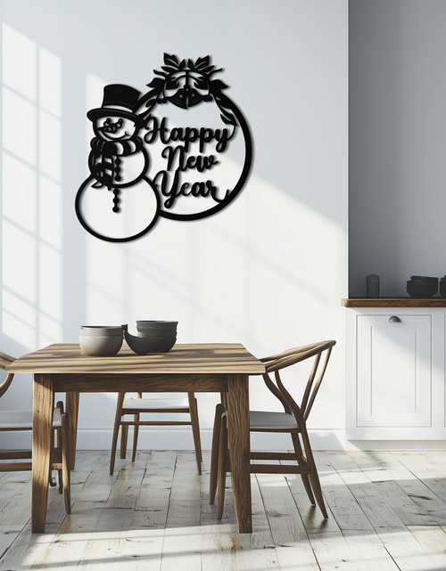Load image into Gallery viewer, Happy New Year Metal Wall Art - Snowman Holiday Decor for Christmas and Winter- KAF305